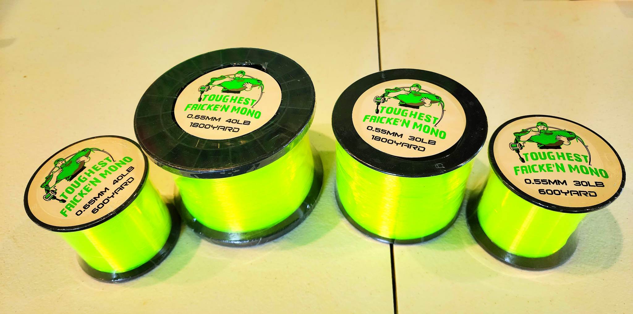 40 lb mono fishing line Direct Contact Premium for Big Fish, Mono, 300 Yard Spool 20lb / Sumo Green and braid line Sufix Superior Neon Fire Monofilament