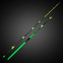 Load image into Gallery viewer, TOUGHEST FRICKE&#39;N 2 PIECE 9FT VERSATILE SPINNING BANK RODS EVA FOAM BLACK/GREEN
